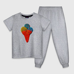 Пижама хлопковая детская Яркое мороженое рожок Арт, цвет: меланж