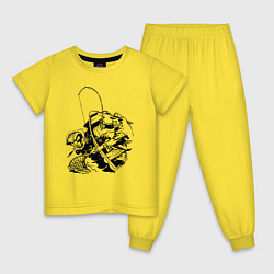 Пижама хлопковая детская Ловля окуня, цвет: желтый