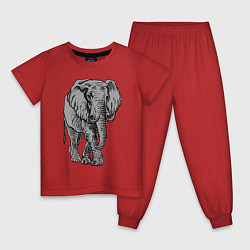 Пижама хлопковая детская Огромный могучий слон, цвет: красный