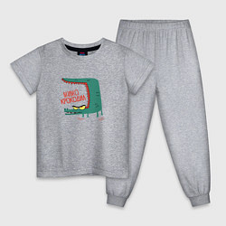 Пижама хлопковая детская Мимо Крокодил, цвет: меланж