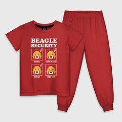 Пижама хлопковая детская Бигль - Охрана, цвет: красный