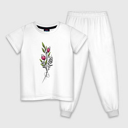 Пижама хлопковая детская Графичный цветок, цвет: белый