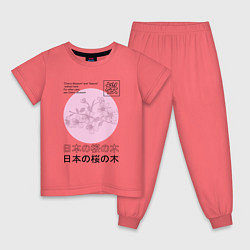 Пижама хлопковая детская Sakura in Japanese style, цвет: коралловый