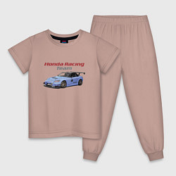 Пижама хлопковая детская Honda Racing Team!, цвет: пыльно-розовый