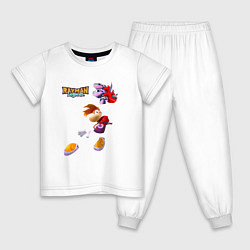 Пижама хлопковая детская Rayman в прыжке, цвет: белый