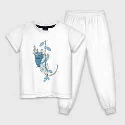 Пижама хлопковая детская Мышь-путешественник, цвет: белый