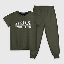 Пижама хлопковая детская HOCKEY EVOLUTION ХОККЕЙ ЭВОЛЮЦИЯ, цвет: меланж-хаки