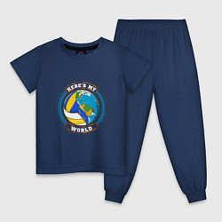 Пижама хлопковая детская World - Volleyball, цвет: тёмно-синий
