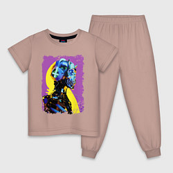 Пижама хлопковая детская Cyber fashion skull 2028, цвет: пыльно-розовый