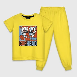 Пижама хлопковая детская Cuphead and Mugman Show, цвет: желтый