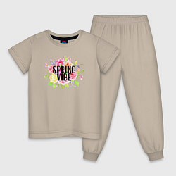 Пижама хлопковая детская Spring vibe, цвет: миндальный