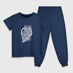Пижама хлопковая детская Celtic Owl, цвет: тёмно-синий
