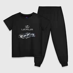 Пижама хлопковая детская Lexus Motorsport, цвет: черный