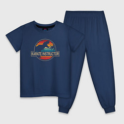 Пижама хлопковая детская Динозавр карате инструктор, цвет: тёмно-синий