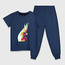 Пижама хлопковая детская Цветной попугай Colors parrot, цвет: тёмно-синий