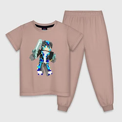 Пижама хлопковая детская Minecraft Warrior!, цвет: пыльно-розовый