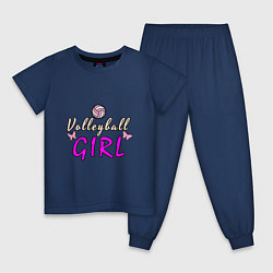 Пижама хлопковая детская Volleyball - Girl, цвет: тёмно-синий