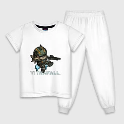 Пижама хлопковая детская Титанфол арт нарисованный карандашом TITANFALL, цвет: белый