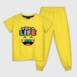 Пижама хлопковая детская Toca Boca зубы цветные, цвет: желтый