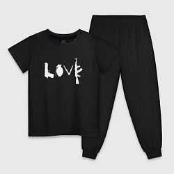 Пижама хлопковая детская Banksy LOVE Weapon, цвет: черный