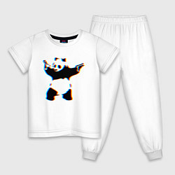 Пижама хлопковая детская Banksy Panda with guns - Бэнкси, цвет: белый