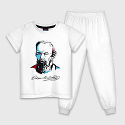 Пижама хлопковая детская Достоевский автограф, цвет: белый