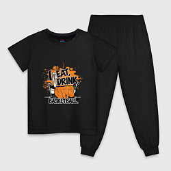 Пижама хлопковая детская Eat - Basketball, цвет: черный