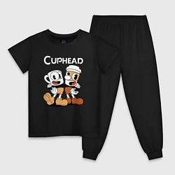 Пижама хлопковая детская Cuphead 2 чашечки, цвет: черный