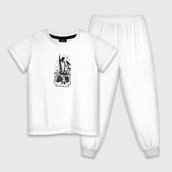 Пижама хлопковая детская Череп, Папоротник и Вороны, цвет: белый