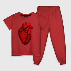 Пижама хлопковая детская Сердце анатомическое, цвет: красный