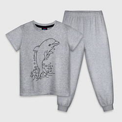 Пижама хлопковая детская Dolphin Tattoo, цвет: меланж