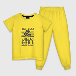 Пижама хлопковая детская Play - Like A Girl, цвет: желтый