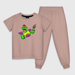 Пижама хлопковая детская Five Nights at Freddys: Security Breach Аллигатор, цвет: пыльно-розовый