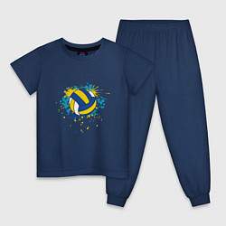 Пижама хлопковая детская Volleyball Splash, цвет: тёмно-синий