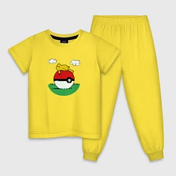 Пижама хлопковая детская Poke House, цвет: желтый