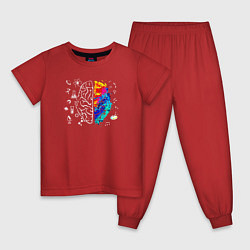 Пижама хлопковая детская Мозг обучающегося, цвет: красный