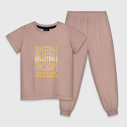 Пижама хлопковая детская Волейбол - Калифорния, цвет: пыльно-розовый