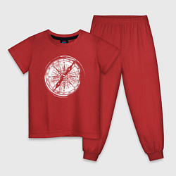 Пижама хлопковая детская Компас и Походы, цвет: красный