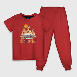 Пижама хлопковая детская Горные Походы и Пицца, цвет: красный