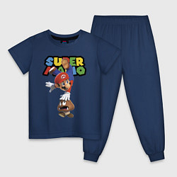 Пижама хлопковая детская Mario and Goomba Super Mario, цвет: тёмно-синий