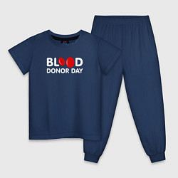 Пижама хлопковая детская Blood Donor Day, цвет: тёмно-синий
