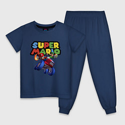 Пижама хлопковая детская Марио и Луиджи гонщики Super Mario, цвет: тёмно-синий