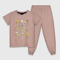 Детская пижама Акварельная иллюстрация полевых цветов