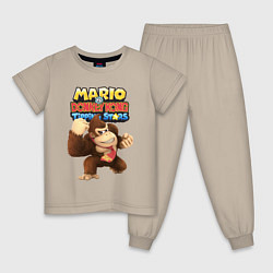 Пижама хлопковая детская Mario Donkey Kong Nintendo Gorilla, цвет: миндальный
