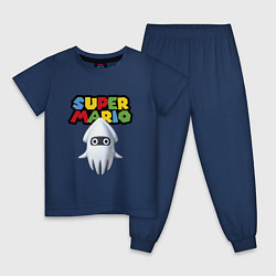 Пижама хлопковая детская Blooper Super Mario Nintendo Video game, цвет: тёмно-синий