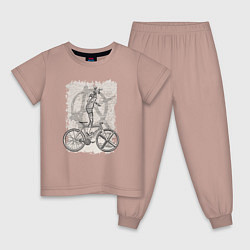 Пижама хлопковая детская Kitty bike punk, цвет: пыльно-розовый