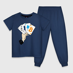 Пижама хлопковая детская Криптовалютные карты, цвет: тёмно-синий