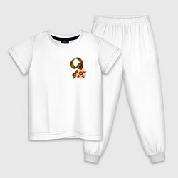 Пижама хлопковая детская Георгиевская лента, 9 Мая, цвет: белый