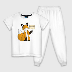 Пижама хлопковая детская I am a stupid fox, цвет: белый