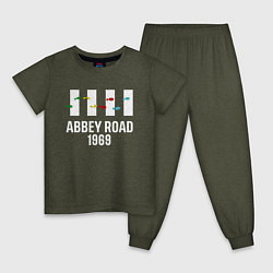 Пижама хлопковая детская THE BEATLES ABBEY ROAD, цвет: меланж-хаки
